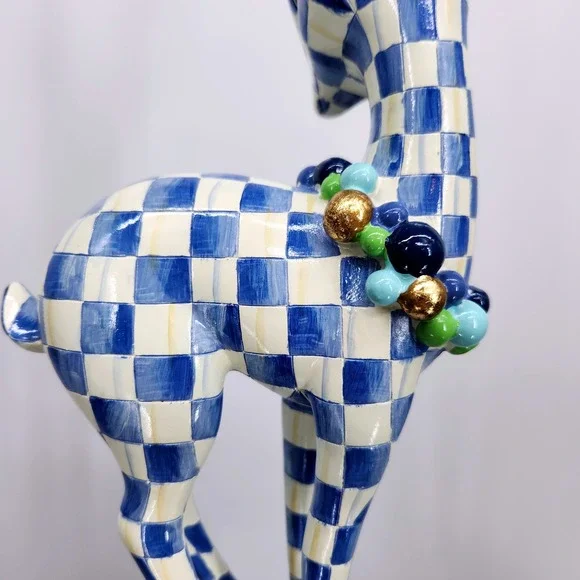Mackenzie-Childs Royal Check Deary Deer on Ornament - Gold Antlers Holiday 16" - Picture 12 of 16